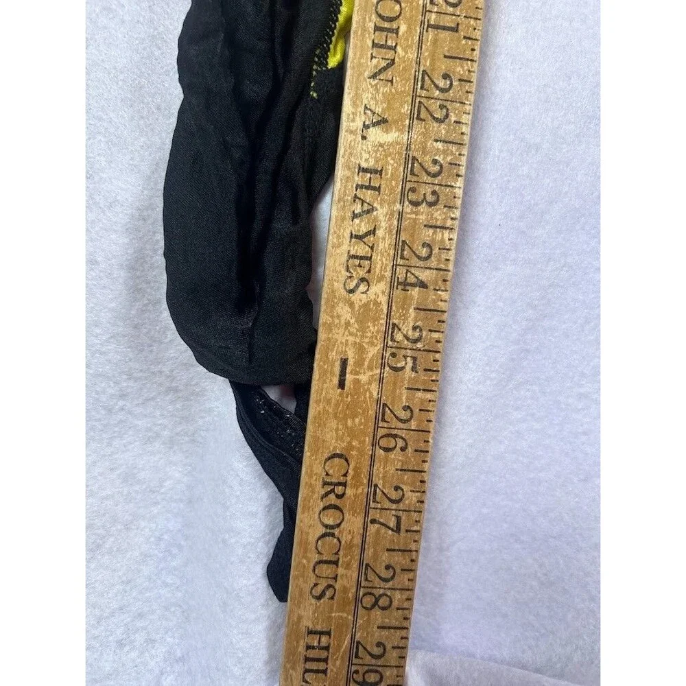 Vintage Nike Stirrup Leggings Pants Black Yellow Ruched Stacked Womens Size M